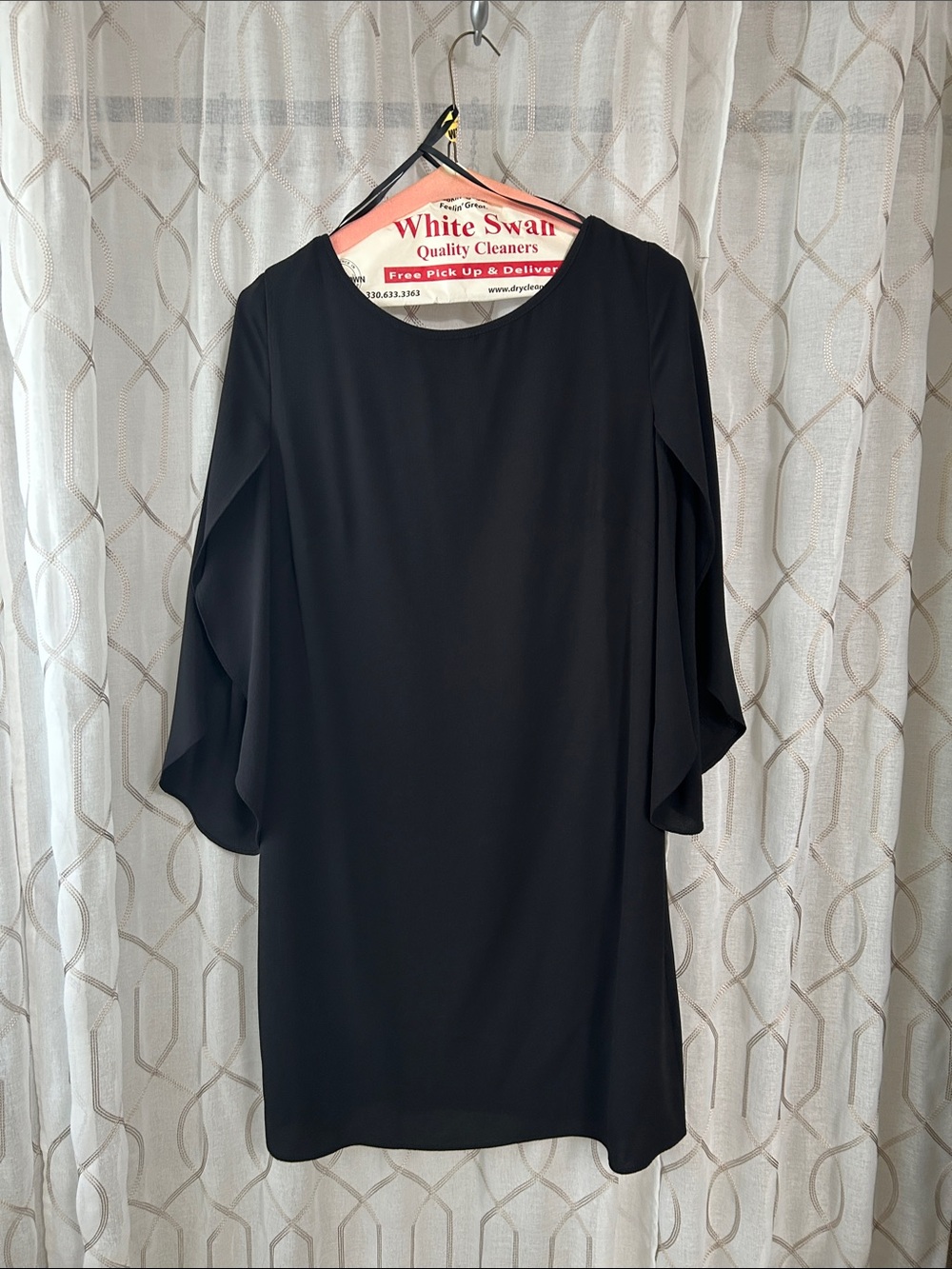 Black Open Flutter Sleeve Dress